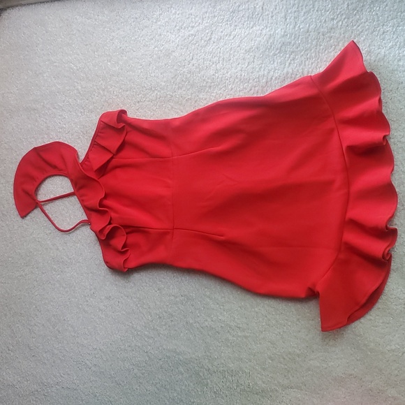 Hello Molly Ruffled One Shoulder Red Mini Dress Size 4 - Picture 8 of 8